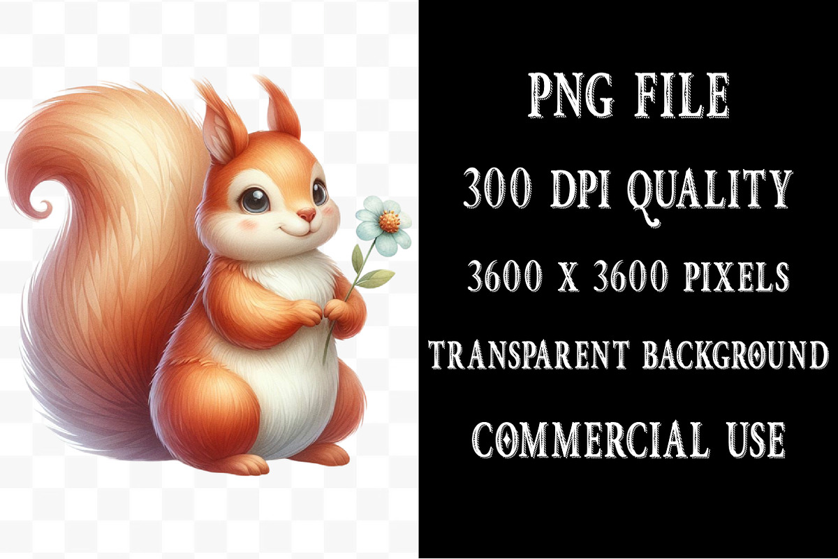 Watercolor Cute Squirrels Clipart, a Graphic by Designking (Photo 4 of 4)