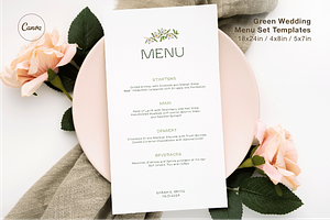 Green Floral Menu Set Templates, a Stationery Template by Paraná Studio