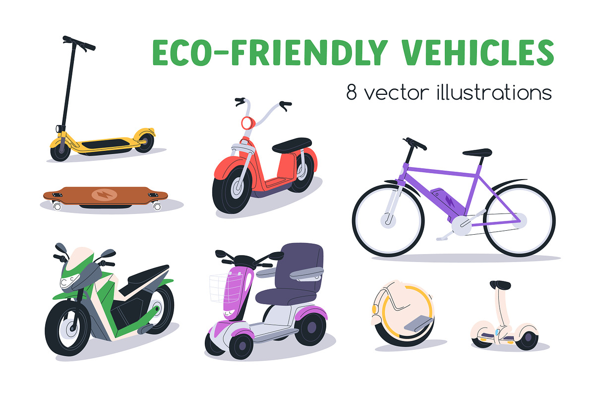 Eco electric transport vehicles set, a Transportation Illustration by Good Studio (Photo 1 of 7)