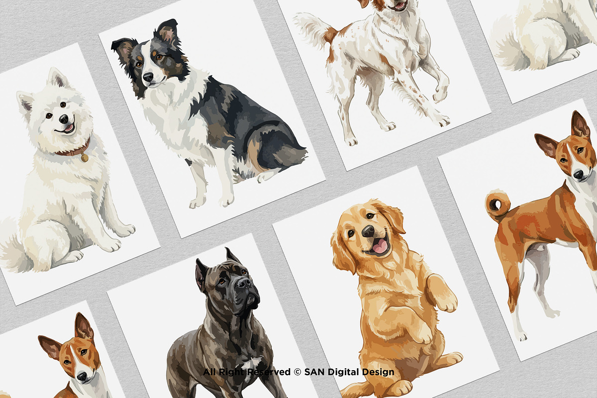 15 Bundle Watercolor Big Dog Fluffy, an Animal Illustration by Morspective (Photo 3 of 8)