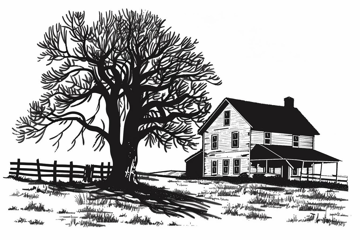 Farmhouse scene silhouette vector, an Illustration by Amazin_art (Photo 3 of 13)