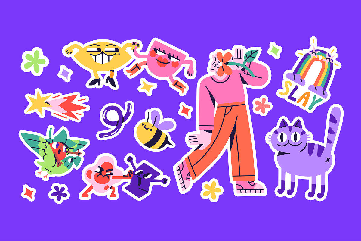 Funny doodle icons set, backgrounds, an Object Illustration by PaperTrident (Photo 4 of 10)