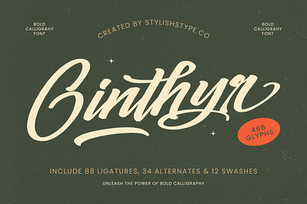 Ginthyr Bold Calligraphy Font, a Script Font by stylishtype.co