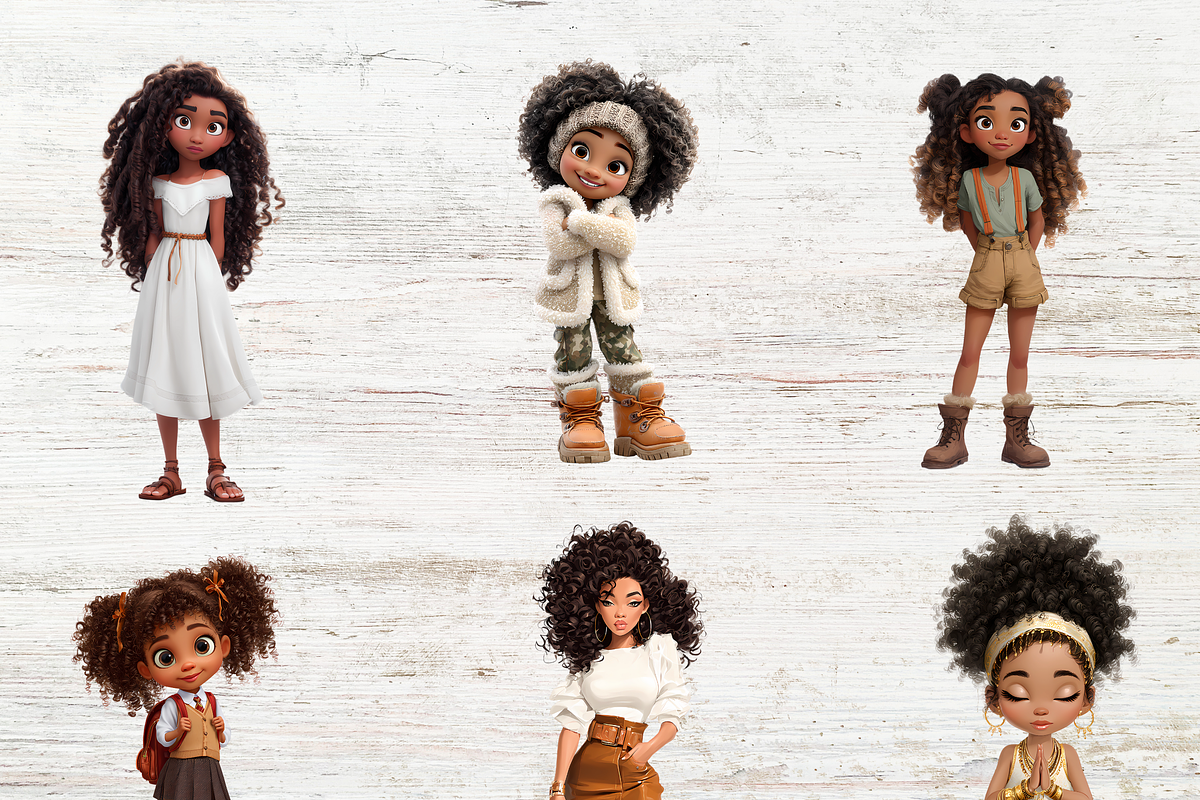 Cute Little Black Girls Illustration, a Person Illustration by LA Design (Photo 2 of 9)