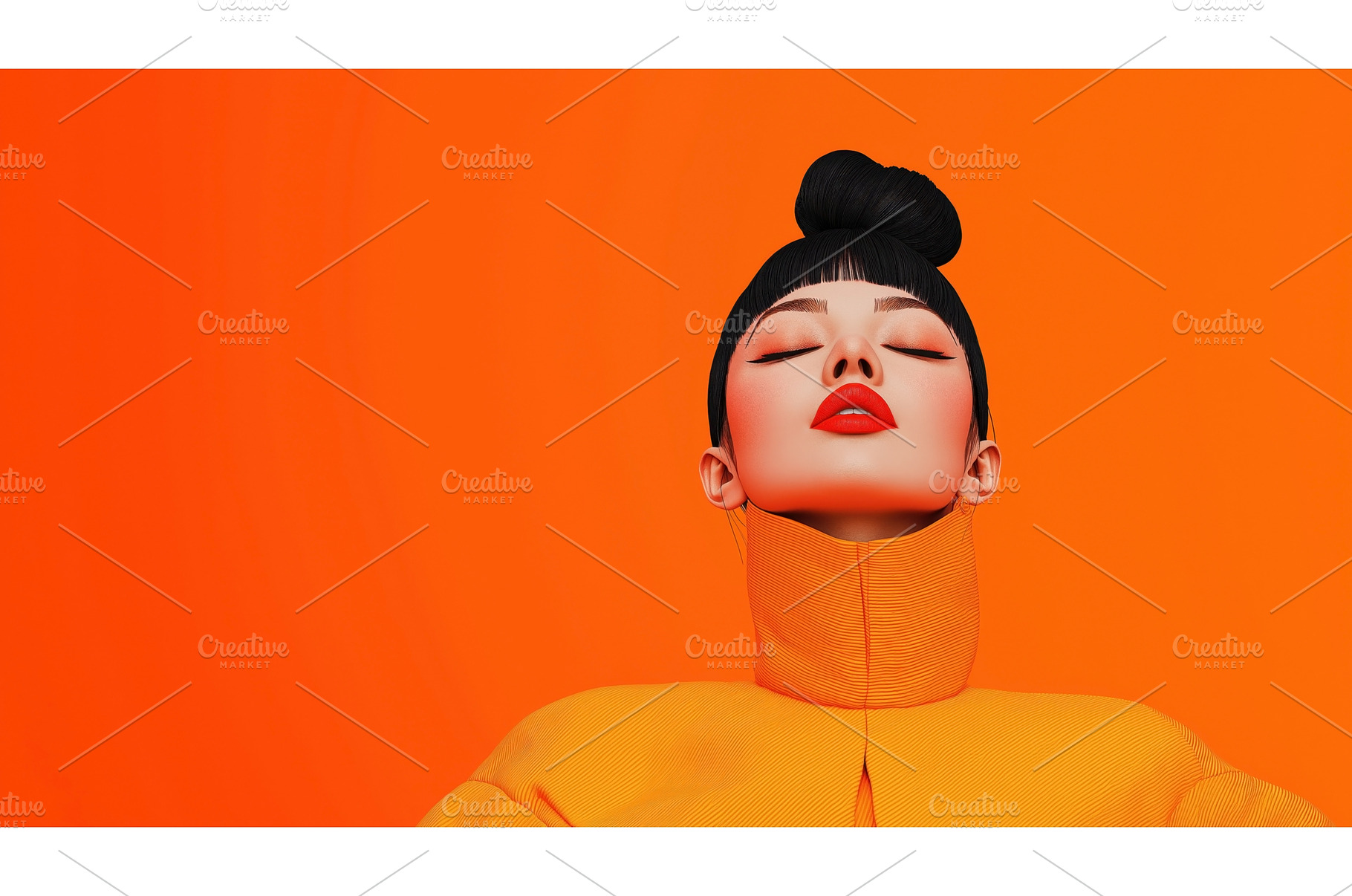 Asian woman with bold makeup and, a Person Photo by Sergey Kotenev