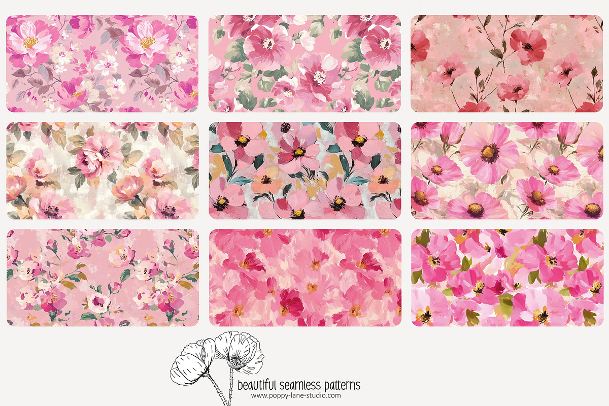 70 impasto floral seamless pattern, a Pattern Graphic by Poppy Lane Studio (Photo 9 of 10)