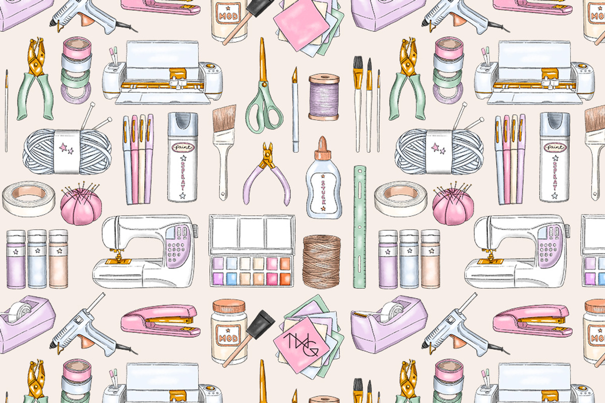 Craft Art Supplies Clip Art Elements, an Education Illustration by TWG Designs (Photo 6 of 6)