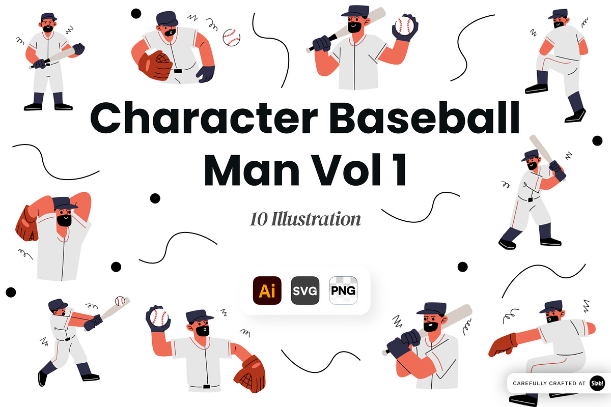 Character Baseball Man Vol 1, a Sport Illustration by SLAB! Design (Photo 1 of 3)