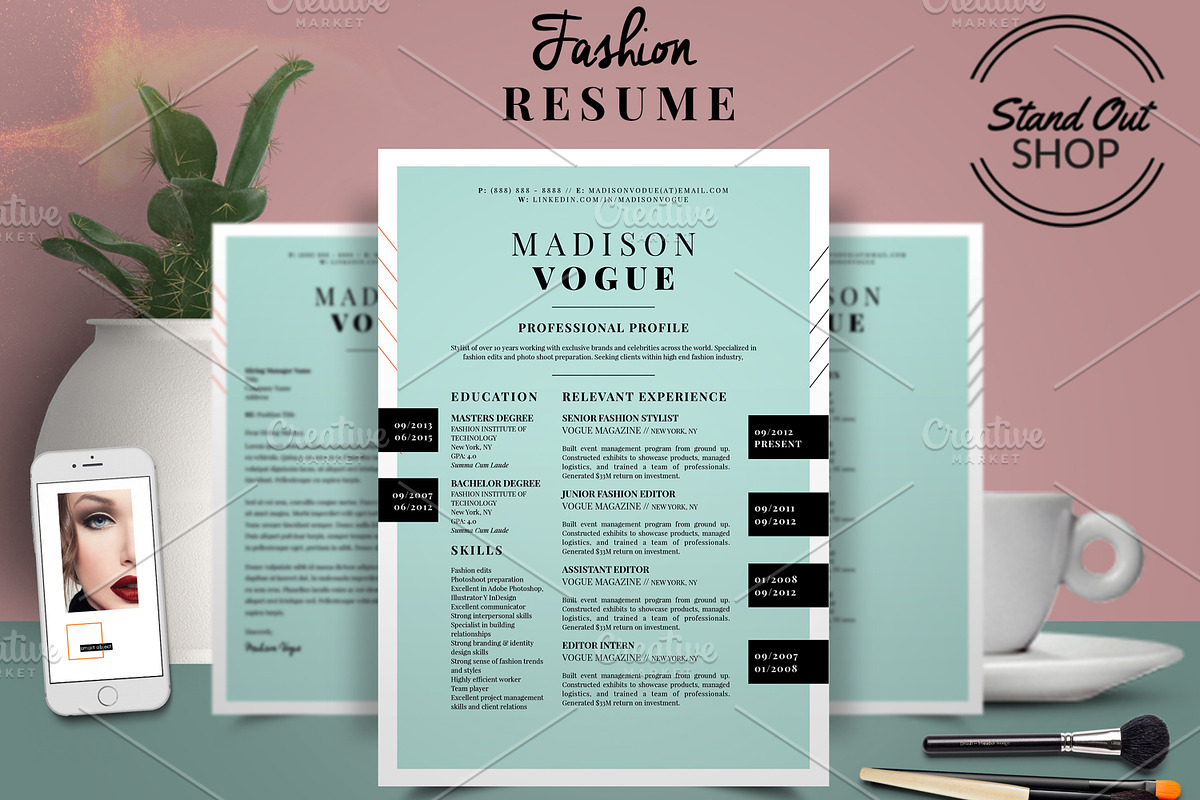 Fashion Forward Resume 5 Pack, a Resume Template by Stand Out Shop (Photo 3 of 7)
