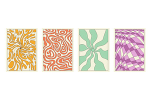 Groovy cartoon psychedelic patterns, an Illustration by Lemberg Vector