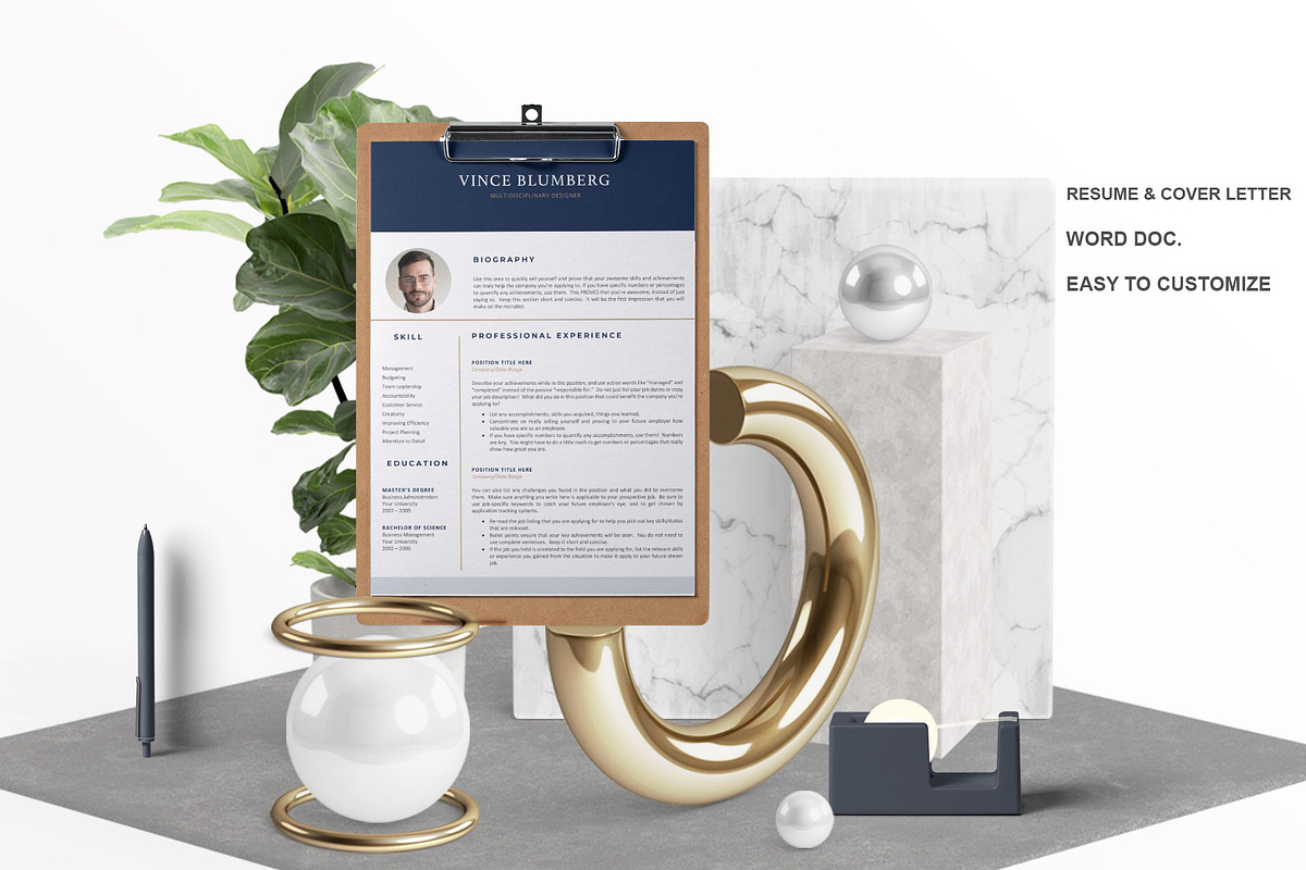 4 Page Resume/CV Template - Vince, a Resume Template by OpulentStu (Photo 1 of 5)