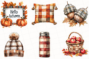 Watercolor Plaid Autumn Clipart, an Illustration by OK Design (Thumbnail 5 of 5)