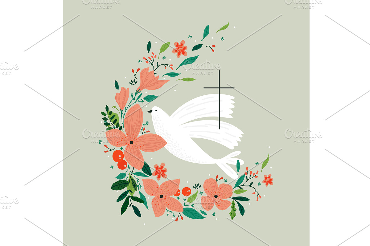 Vector drawing, Christian cross with, an Illustration by Mila Di Art