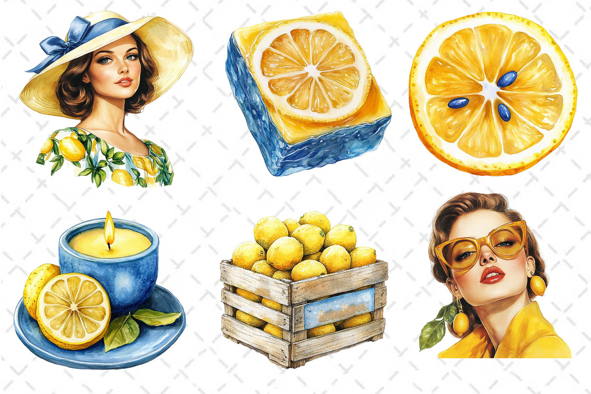 Yellow & Blue Lemon Clipart PNG, an Illustration by Dream Creation (Photo 2 of 6)