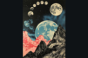 Celestial Space Mountain Collages, a Decorative Illustration by StockVerse Creative (Thumbnail 2 of 4)