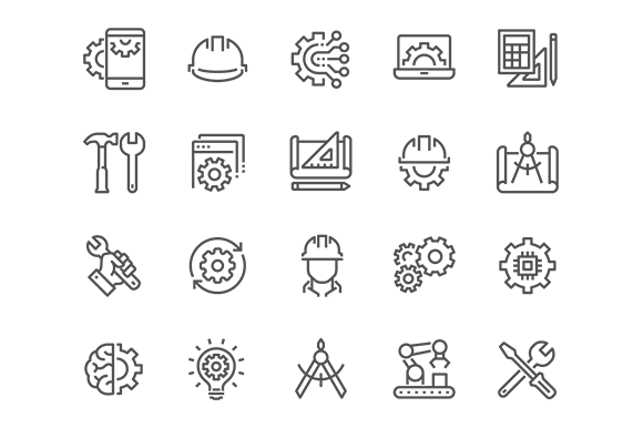 Line Engineering Icons, an Outline Icon by Davooda