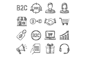 B2C Business Marketing Icons, an Object Graphic by RT Studio