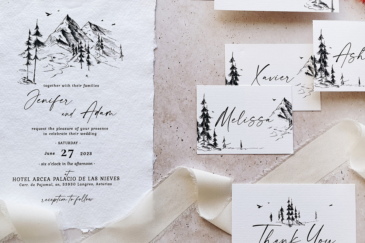 Mountain Forest Wedding Suite, an Invitation Template by BlueRobinDesignShop (Photo 4 of 16)