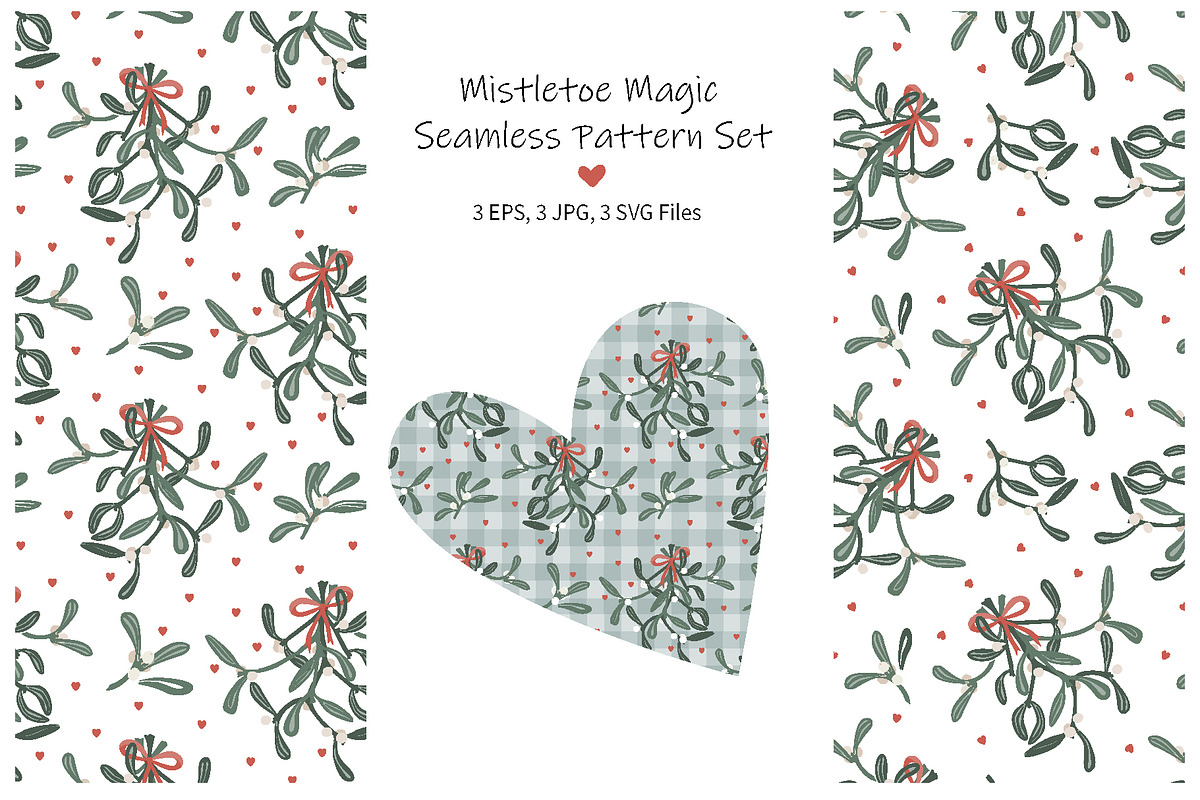 Mistletoe Magic Seamless Patterns, a Pattern Graphic by Toltemara (Photo 1 of 3)