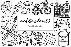 Doodled Netherlands Line Art Bundle