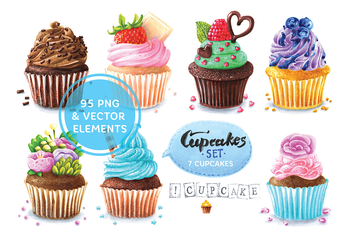 Cakes set, an Illustration by Maria Shishcova (Photo 1 of 10)