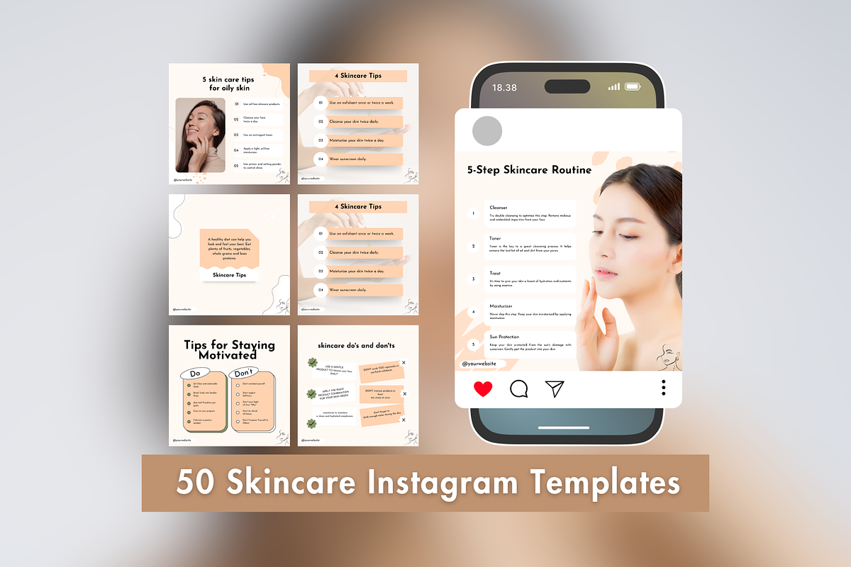 50 Skincare Instagram Templates, a Social Media Template by Adored Templates (Photo 1 of 10)