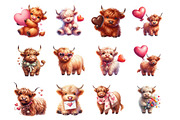 Valentine Highland Cow Clipart, an Illustration by Design Market (Thumbnail 3 of 3)