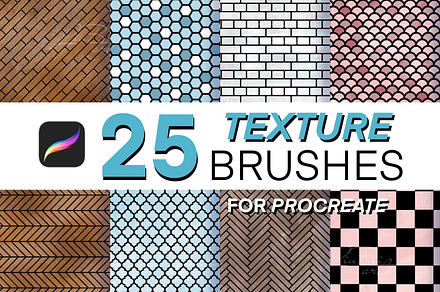 25 Procreate Texture Brushes Set
