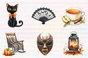 Vintage Halloween Watercolor Clipart, an Illustration by CreationArt (Thumbnail 2 of 5)