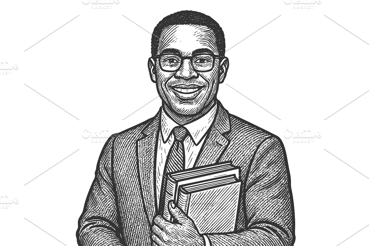 Smiling teacher Holding Books, an Education Illustration by AlexArt