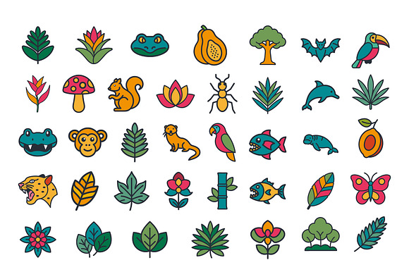 Rainforest Plants Icons Set preview 2