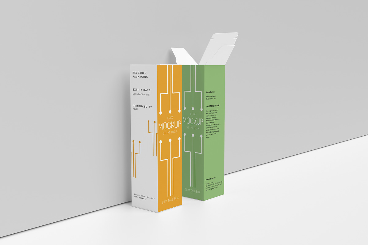 Slim Tall Box Mockup, a Packaging Mockup by xavier_studio (Photo 4 of 5)