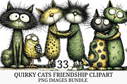 Quirky Cats Friendship Clipart, an Illustration by Craft Nest (Thumbnail 1 of 10)