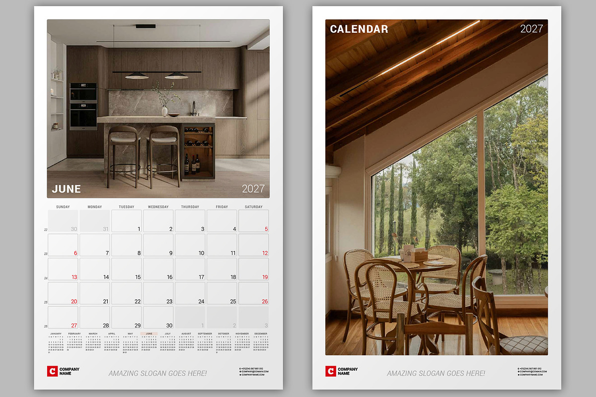 Wall Calendar 2027 (WC030-27), a Stationery Template by mikhailmorosin (Photo 5 of 6)