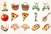 Watercolor Italian Clipart, an Illustration by Rose Art (Thumbnail 3 of 7)