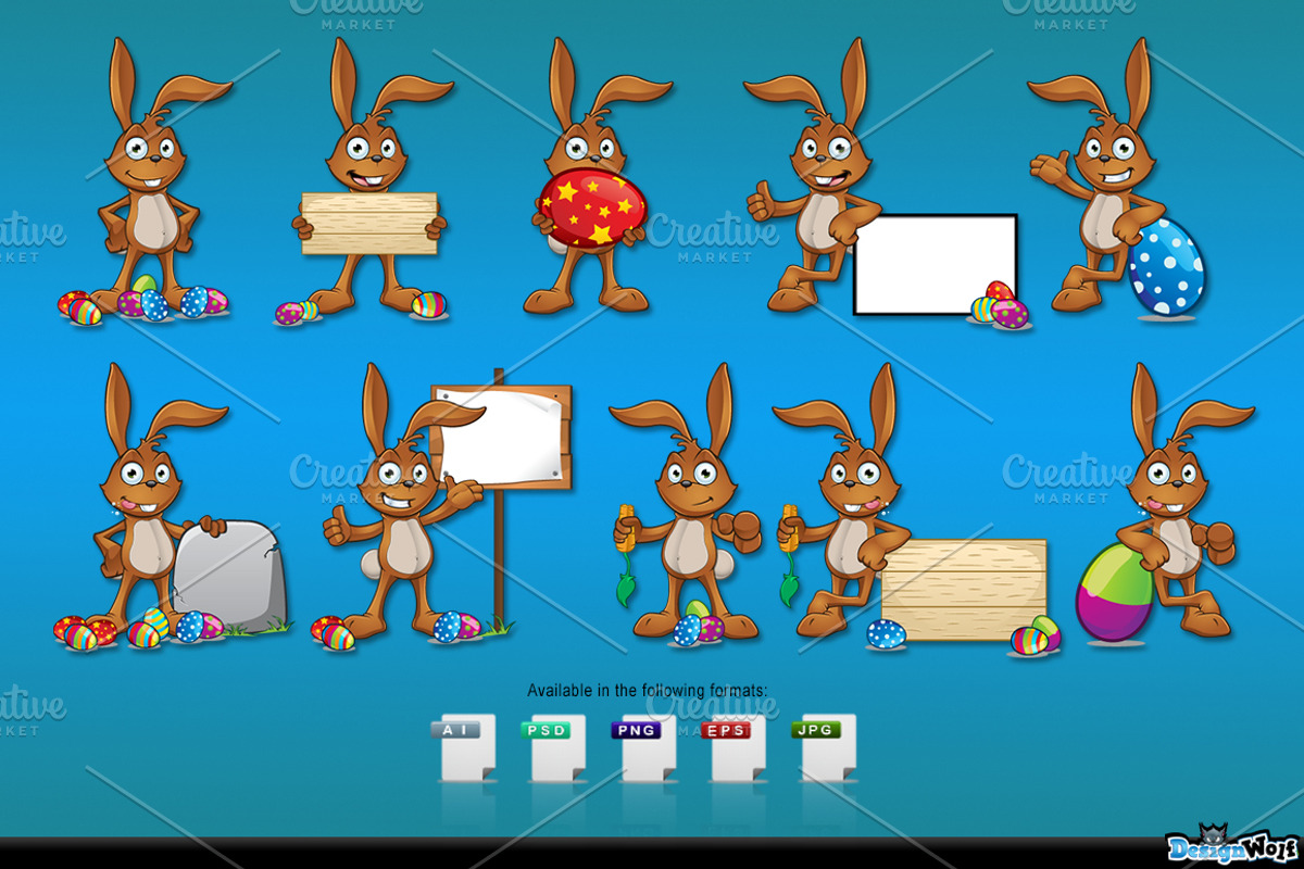Brown Easter Rabbit - Set 2, an Animal Illustration by DesignWolf