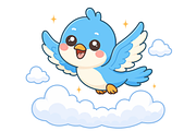 Blue Bird Flying Cartoon Character, an Animal Illustration by Artpon Illustration (Thumbnail 3 of 3)