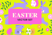 Eatser rabbit, egg, flower vector, a Seasonal Illustration by Delphine Meier (Thumbnail 1 of 2)