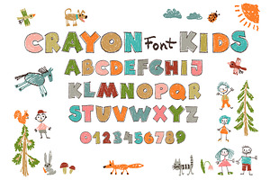 Crayon kids font. Color childish, an Object Illustration by YummyBuum