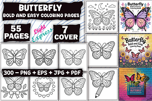 Butterfly Coloring Pages, an Illustration by LightExpress