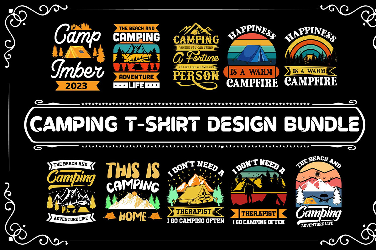 Camping T-Shirt Design Bundle, an Object Graphic by Creativeshirt (Photo 1 of 5)