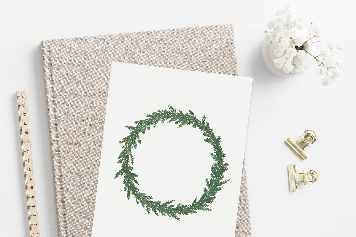 WATERCOLOR WINTER WREATH PNG, an Illustration by KruthDesign (Photo 4 of 10)