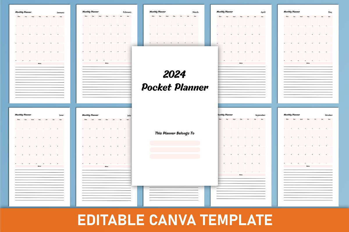2024 Pocket Planner Canva Interior, a Stationery Template by Mustafiz (Photo 3 of 4)