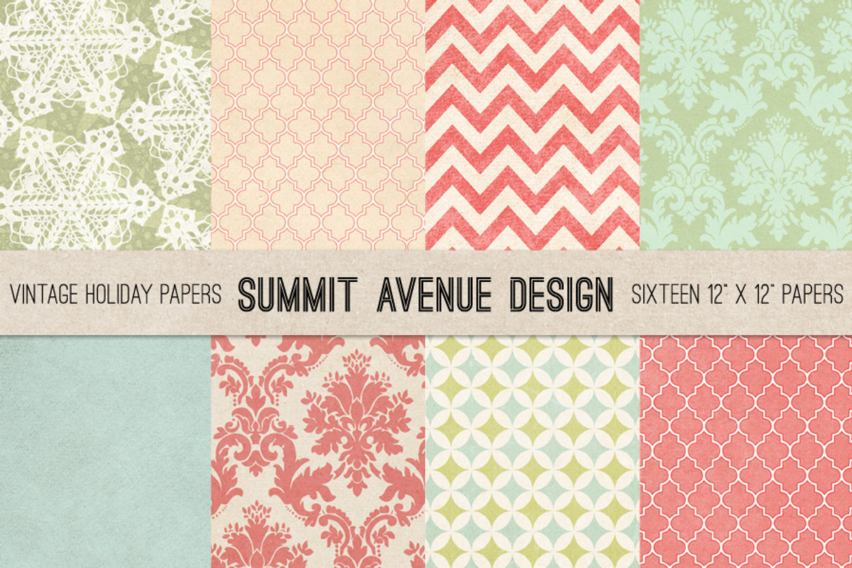 Vintage Retro Holiday Digital papers preview 2