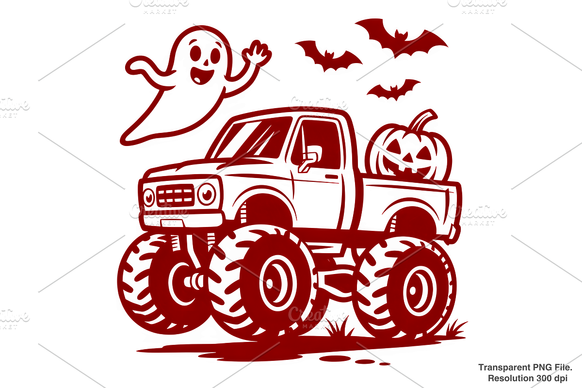 Spooky Halloween Monster Truck PNG, a Graphic by Clipart Bloom (Photo 1 of 2)