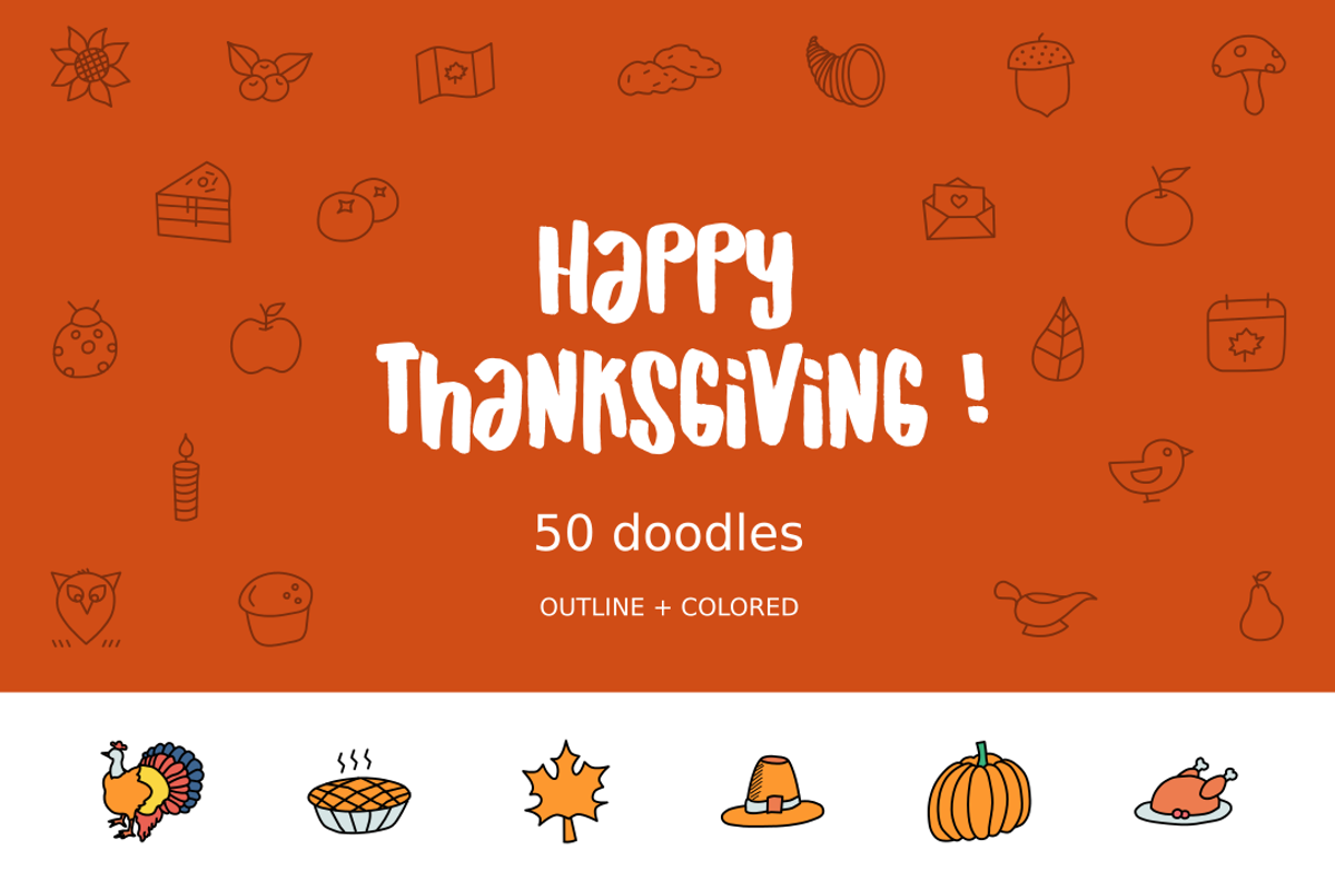Thanksgiving Hand-drawn Doodles, an Illustration by Amogh Design (Photo 1 of 5)