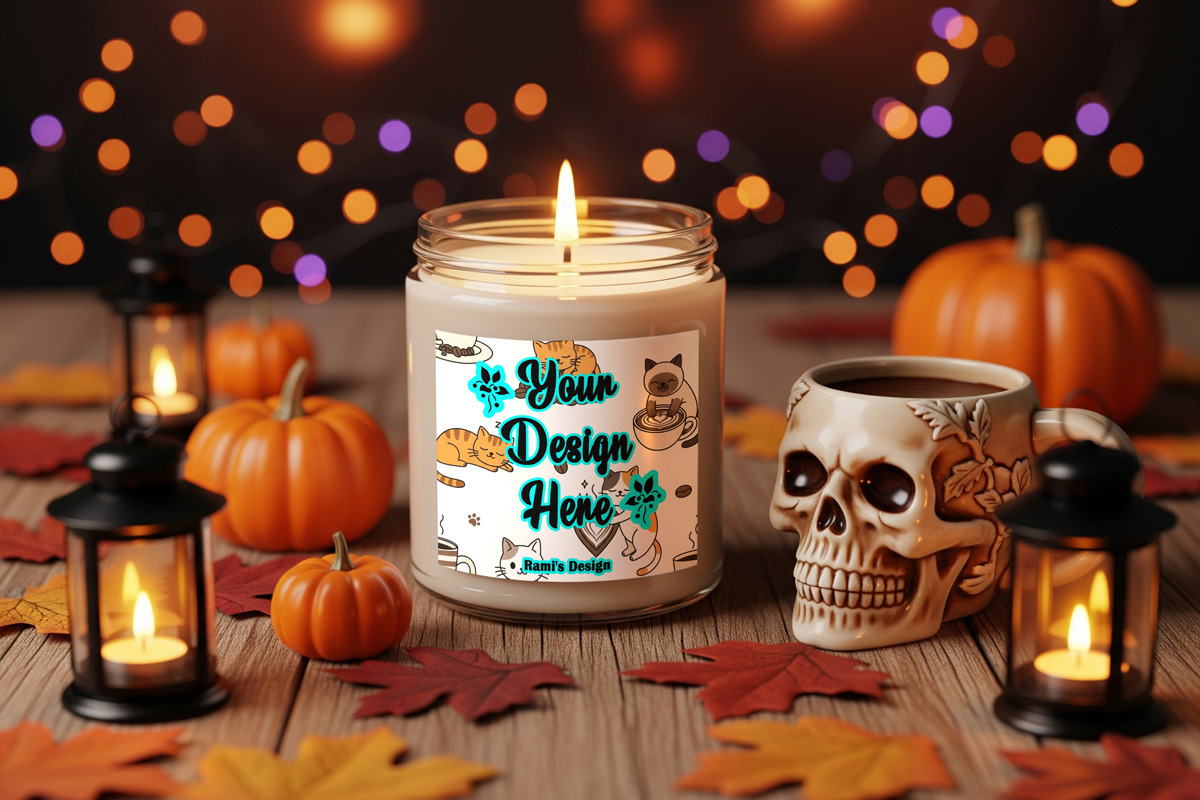 Fall soy candle mockup, a Cups & Container Mockup by Rami's Mockups (Photo 3 of 3)