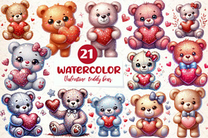 Cute Valentine  teddy bear Clipart, an Illustration by CreationArt