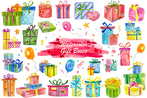 Watercolor Gift Boxes
