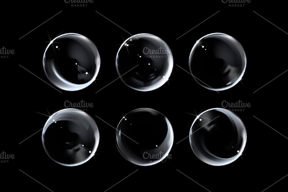 Transparent realistic soap bubbles, an Illustration by George Rod (Photo 2 of 3)